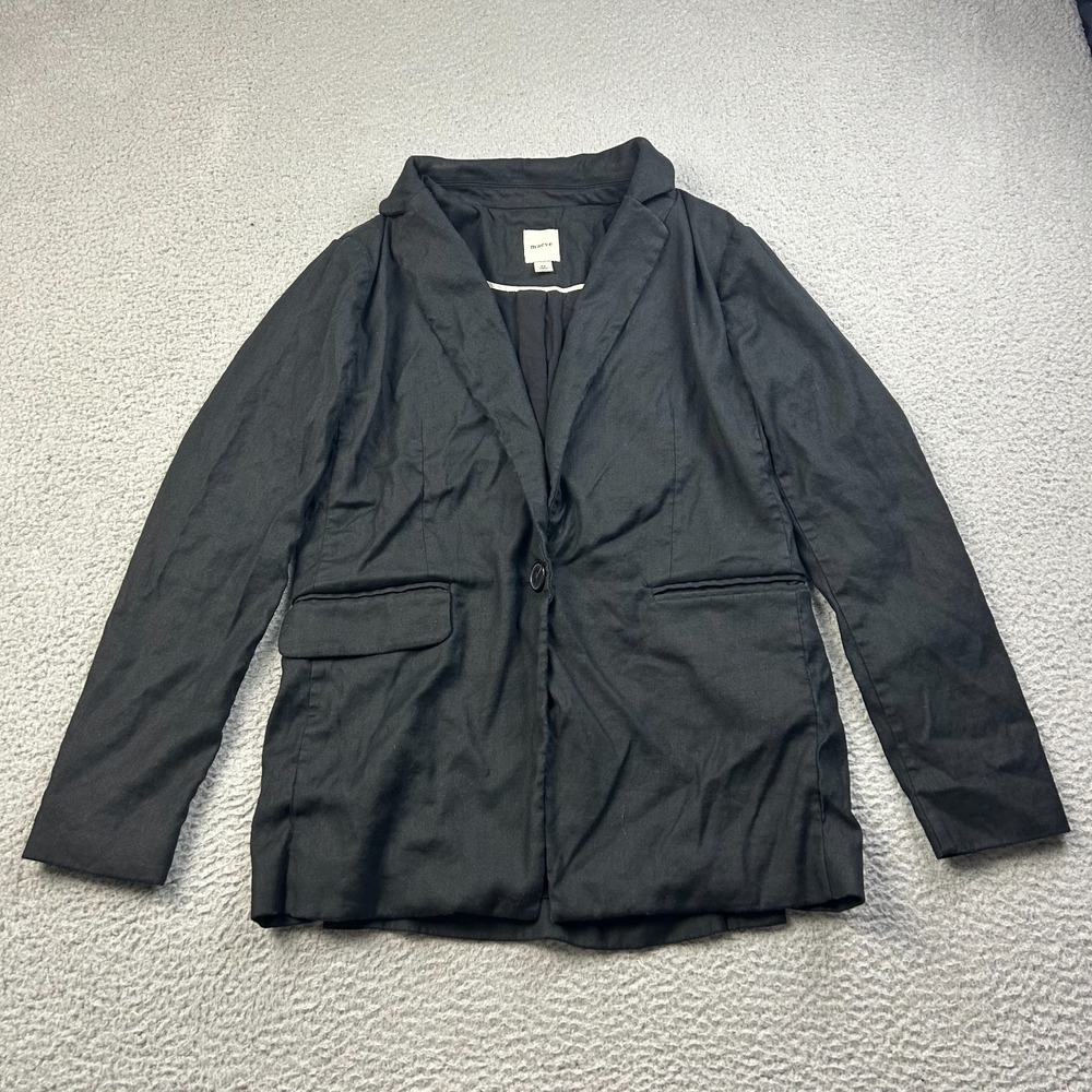 Maeve Anthropologie The Colette Linen Blazer Jacket Black Womens Size XS
